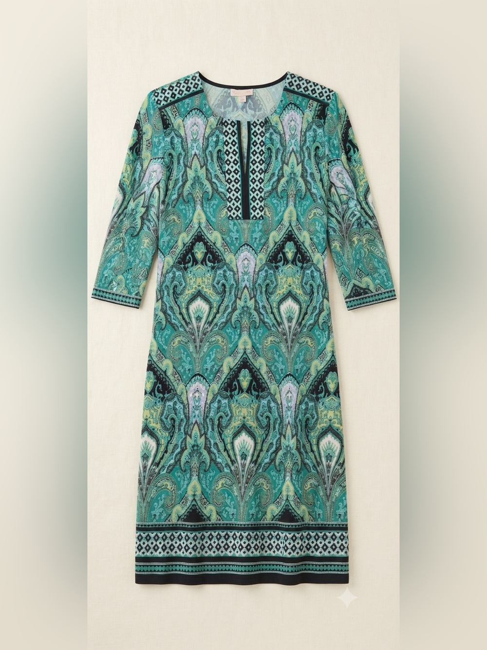 Established 1962 Women’s Teal Paisley Print Shift Dress